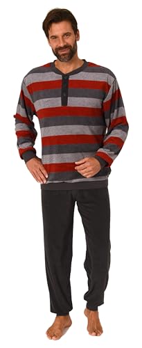 Normann Herren Frottee Schlafanzug mit Bündchen in edler Blockstreifen-Optik, Farbe:rot, Größe:50 von Normann