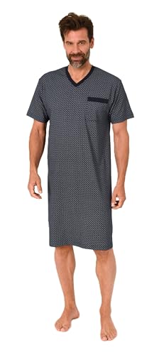 Normann Herren Kurzarm Nachthemd im edlen Minimal-Print - auch in Übergrößen, Farbe:Marine, Größe:48-50 von Normann