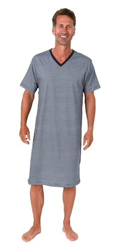 Normann Herren Kurzarm Nachthemd im edlen Minimal-Print - auch in Übergrößen, Farbe:blau, Größe:68-70 von Normann