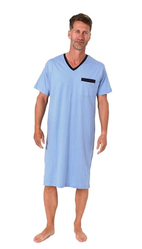 Normann Herren Kurzarm Nachthemd im edlen Minimal-Print - auch in Übergrößen, Farbe:hellblau, Größe:52-54 von Normann