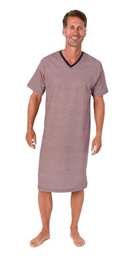 Normann Herren Kurzarm Nachthemd im edlen Minimal-Print - auch in Übergrößen, Farbe:rot, Größe:52-54 von Normann