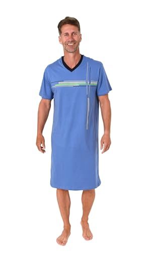Normann Herren Kurzarm Nachthemd mit eleganten Frontprint - auch in Übergrössen, Farbe:blau, Größe:52-54 von Normann