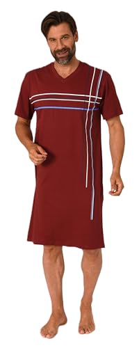 Normann Herren Kurzarm Nachthemd mit eleganten Frontprint – - auch in Übergrößen, Farbe:rot, Größe:56-58 von Normann