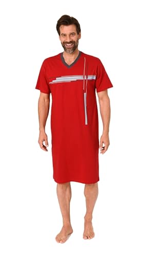 Normann Herren Kurzarm Nachthemd mit eleganten Frontprint - auch in Übergrössen, Farbe:rot1, Größe:52-54 von Normann