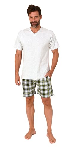 Normann Herren Kurzarm Schlafanzug Shorty Pyjama Hose in Karo Optik - auch in Übergrößen, Farbe:grau-Mel., Größe:54 von Normann