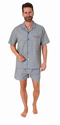 Normann Herren Kurzarm Schlafanzug Shorty Pyjama gewebt zum Knöpfen im eleganten Design, Farbe:dunkelgrau, Größe:54 von Normann