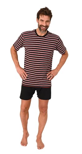 Normann Herren Kurzarm Schlafanzug Shorty Pyjama in Streifenoptik, Farbe:schwarz, Größe:58 von Normann
