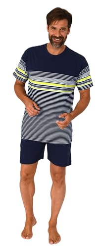 Normann Herren Kurzarm Schlafanzug Shorty Pyjama in eleganter Streifenoptik, Farbe:grün, Größe:54 von Normann