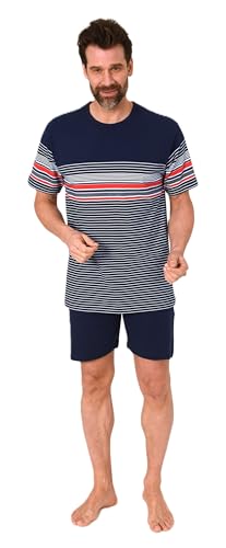 Normann Herren Kurzarm Schlafanzug Shorty Pyjama in eleganter Streifenoptik, Farbe:rot, Größe:48 von Normann