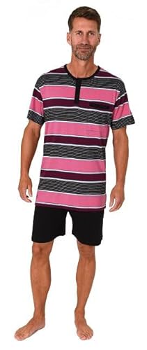 Normann Herren Kurzarm Schlafanzug Shorty Pyjama in toller Streifenoptik, Farbe:pink, Größe:48 von Normann