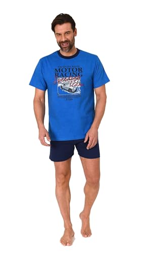 Normann Herren Kurzarm Schlafanzug Shorty Pyjama mit Automotiv in eleganter Optik, Farbe:blau, Größe:58 von Normann