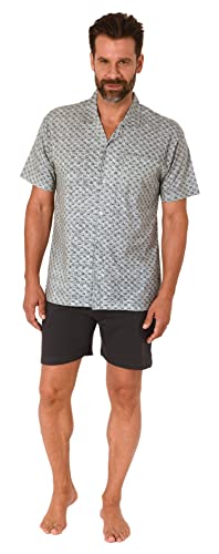 Normann Herren Kurzarm Schlafanzug Shorty Pyjama zum durchknöpfen, auch in Übergrössen, Farbe:anthrazit-Mel., Größe:68/70 von Normann