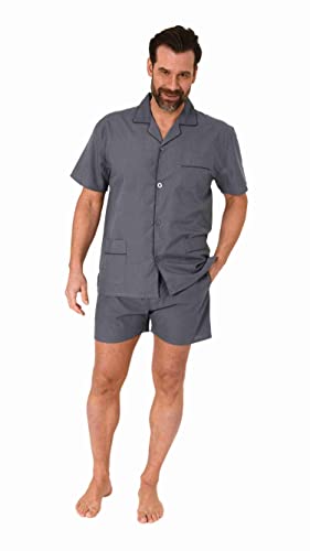 Normann Herren Kurzarm Schlafanzug Shorty gewebt zum Knöpfen in eleganter Optik, Farbe:grau, Größe:54 von Normann