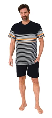 Normann Herren Kurzarm Schlafanzug Shorty in eleganter Streifenoptik - auch in Übergrößen, Farbe:orange, Größe:52 von Normann