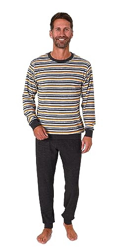Normann Herren Langarm Frottee Schlafanzug Pyjama mit Bündchen - auch in Übergrößen, Farbe:orange, Größe:60 von Normann