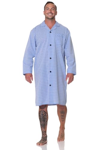 Normann Herren Langarm Nachthemd gewebt mit Knopfleiste - auch in Übergröße, Farbe:hellblau, Größe:52-54 von Normann