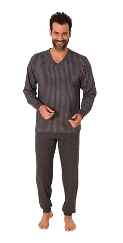 Normann Herren Langarm Schlafanzug Pyjama mit Bündchen, Farbe:anthrazit, Größe:52 von Normann