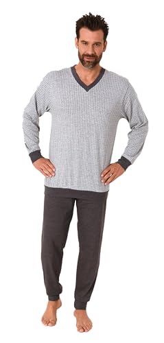 Normann Herren Langarm Schlafanzug Pyjama mit Bündchen, Farbe:grau-Mel., Größe:56 von Normann