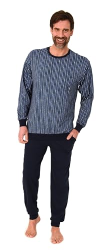 Normann Herren Langarm Schlafanzug Pyjama mit Bündchen aus Baumwolle, Farbe:Marine, Größe:58 von Normann