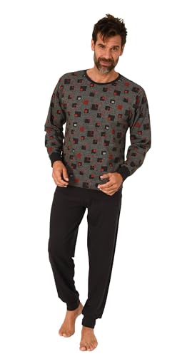Normann Herren Langarm Schlafanzug Pyjama mit Bündchen in eleganter Allover Optik, Farbe:rot, Größe:56 von Normann