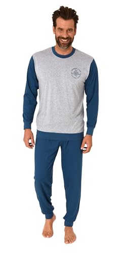 Normann Herren Langarm Schlafanzug Pyjama mit Bündchen in eleganter Optik, Farbe:grau-Mel., Größe:56 von Normann