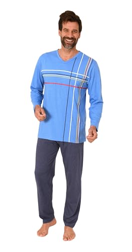 Normann Herren Langarm Schlafanzug Pyjama mit eleganten Frontprint im zeitlosen Design, Farbe:hellblau, Größe:50 von Normann