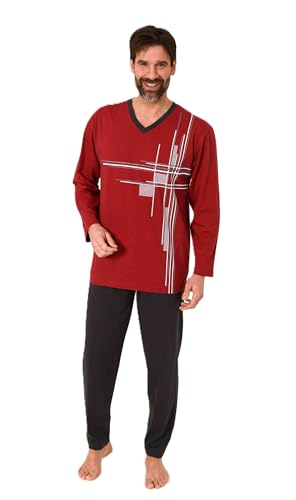 Normann Herren Langarm Schlafanzug Pyjama mit eleganten Frontprint im zeitlosen Design, Farbe:rot, Größe:52 von Normann
