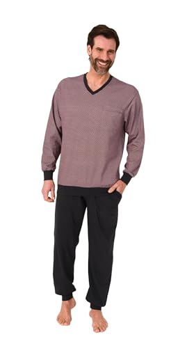 Normann Herren Langarm Schlafanzug mit Bündchen - Pyjama auch in Übergrössen erhältlich, Farbe:rot1, Größe:60-62 von Normann