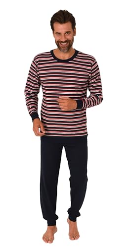 Normann Herren Langarm Schlafanzug mit Bündchen Pyjama in Streifenoptik, Farbe:Marine, Größe:48 von Normann