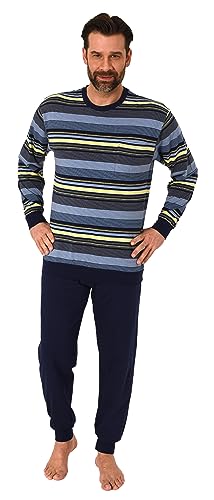 Normann Herren Langarm Schlafanzug mit Bündchen Pyjama in Streifenoptik, Farbe:gelb, Größe:48 von Normann