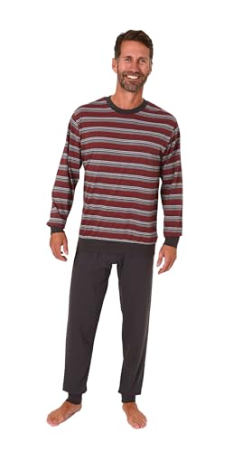 Normann Herren Langarm Schlafanzug mit Bündchen Pyjama in Streifenoptik, Farbe:rot, Größe:56 von Normann