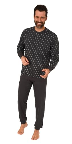 Normann Herren Langarm Schlafanzug mit Bündchen Pyjama in eleganter Minimalprint Optik, Farbe:anthrazit, Größe:50 von Normann