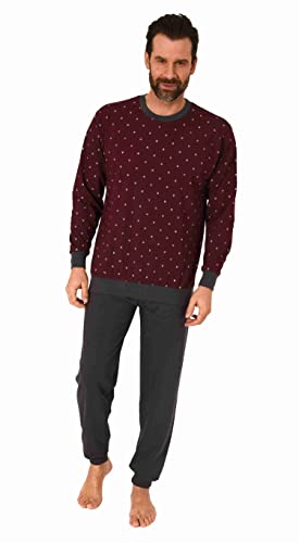 Normann Herren Langarm Schlafanzug mit Bündchen Pyjama in eleganter Minimalprint-Optik, Farbe:rot, Größe:54 von Normann