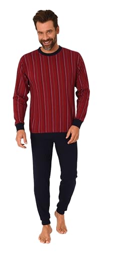 Normann Herren Langarm Schlafanzug mit Bündchen Pyjama in eleganter Streifenoptik, Farbe:rot, Größe:56 von Normann