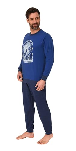 Normann Herren Langarm Schlafanzug mit Bündchen Pyjama in tollen Farben, Farbe:blau2, Größe:50 von Normann