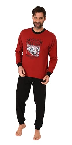 Normann Herren Langarm Schlafanzug mit Bündchen Pyjama in tollen Farben, Farbe:rot1, Größe:48 von Normann
