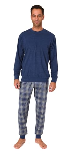 Normann Herren Langarm Schlafanzug mit Bündchen und Karierter Jersey Hose, Farbe:Marine, Größe:58 von Normann
