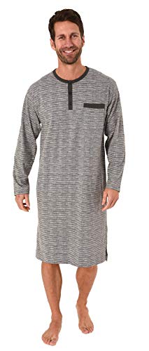 Normann Herren Nachthemd Langarm Streifenoptik - auch in Übergrössen - 281 110 90 773n, Größe2:62, Farbe:anthrazit-Melange von Normann