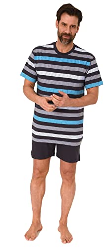 Normann Herren Schlafanzug Kurzarm Shorty Pyjama in Einer tollen Streifenoptik, Farbe:dunkelgrau, Größe:56 von Normann