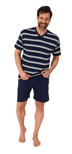 Normann Herren Schlafanzug Kurzarm Shorty Pyjama in Streifenoptik und V-Hals, Farbe:Marine, Größe:50 Normann Herren Schlafanzug Kurzarm Shorty Pyjama in Streifenoptik und V-Hals, Farbe:Marine, Größe:50 von Normann