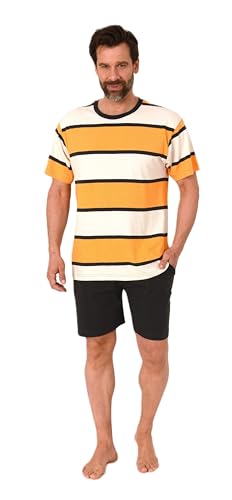 Normann Herren Schlafanzug Kurzarm Shorty in edler Streifenoptik - auch in Übergrössen, Farbe:orange, Größe:58 von Normann