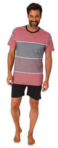 Normann Herren Schlafanzug Kurzarm Shorty - auch in Übergrössen, Farbe:rot, Größe:60-62 von Normann
