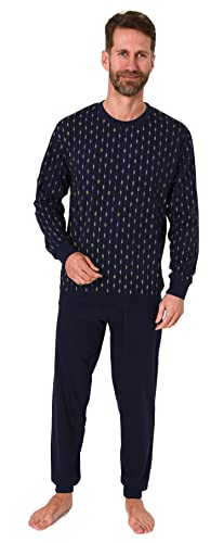 Normann Herren Schlafanzug Langarm, Pyjama mit Minimal-Print - 122 101 10 751, Farbe:Navy, Größe:50 von Normann