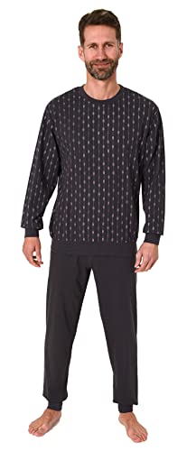 Normann Herren Schlafanzug Langarm, Pyjama mit Minimal-Print - 122 101 10 751, Farbe:anthrazit, Größe:58 von Normann
