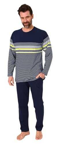Normann Herren Schlafanzug Pyjama lang in eleganter Streifenoptik - auch in Übergröße, Farbe:grün, Größe:68-70 von Normann