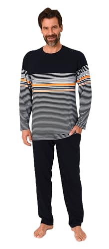 Normann Herren Schlafanzug Pyjama lang in eleganter Streifenoptik - auch in Übergröße, Farbe:orange, Größe:68-70 Normann Herren Schlafanzug Pyjama lang in eleganter Streifenoptik - auch in Übergröße, Farbe:orange, Größe:68-70 von Normann