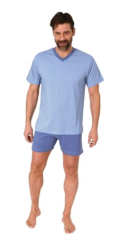 Normann Herren Schlafanzug kurz Shorty Pyjama aus 100% Baumwolle, Farbe:hellblau, Größe:52 von Normann