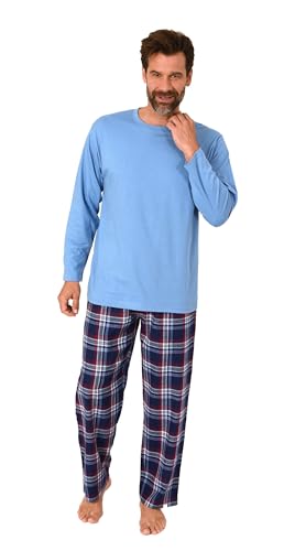Normann Herren Schlafanzug lang, Pyjama mit Flanell-Hose in Karo-Optik, Farbe:hellblau, Größe:60-62 von Normann