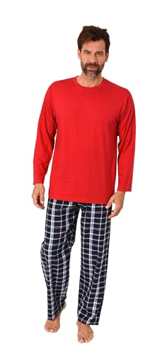 Normann Herren Schlafanzug lang, Pyjama mit Flanell-Hose in Karo-Optik, Farbe:rot1, Größe:54 von Normann