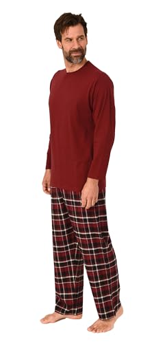Normann Herren Schlafanzug lang, Pyjama mit Flanell-Hose in Karo-Optik, Farbe:rot2, Größe:52 von Normann